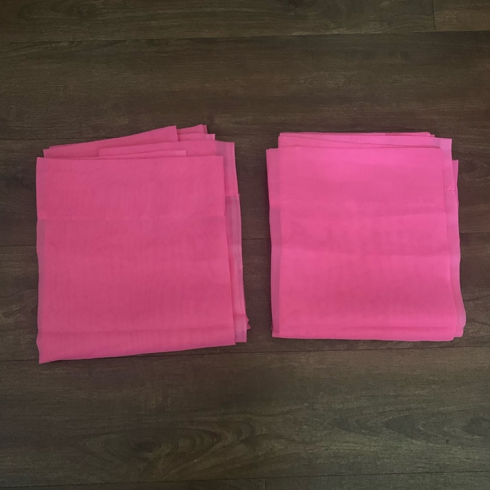 NWOT 59” W X 83.5” L (2) Solid Hot Pink See Through Panel Curtains 100% Cotton